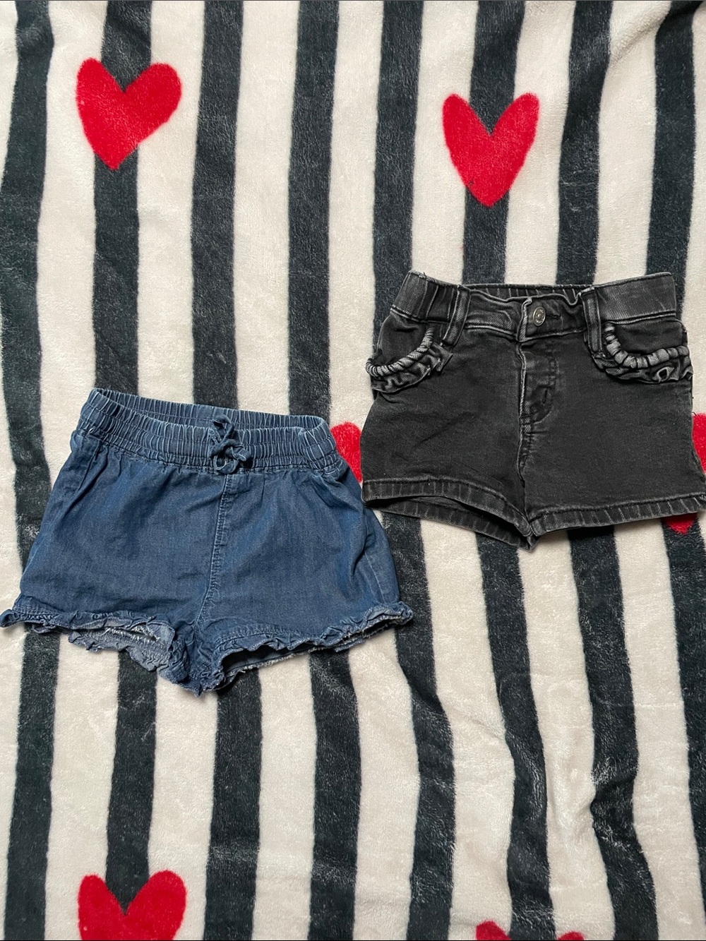 Epic Threads/ Okie Dokie  Blue Denim & Black Ruffle Pocket Shorts - 2 Pack